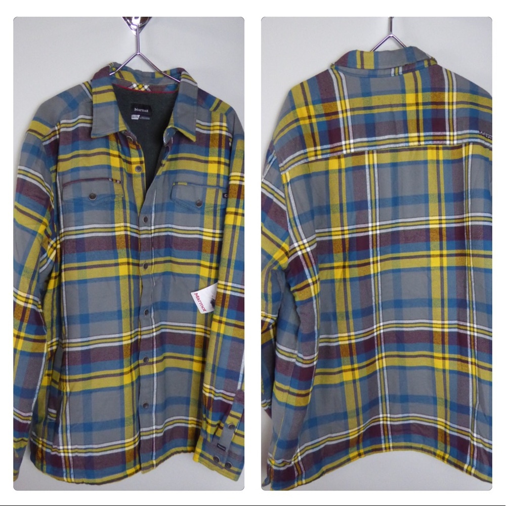 Marmot Plaid Sherpa Lined Shirt Jacket Ridgefield